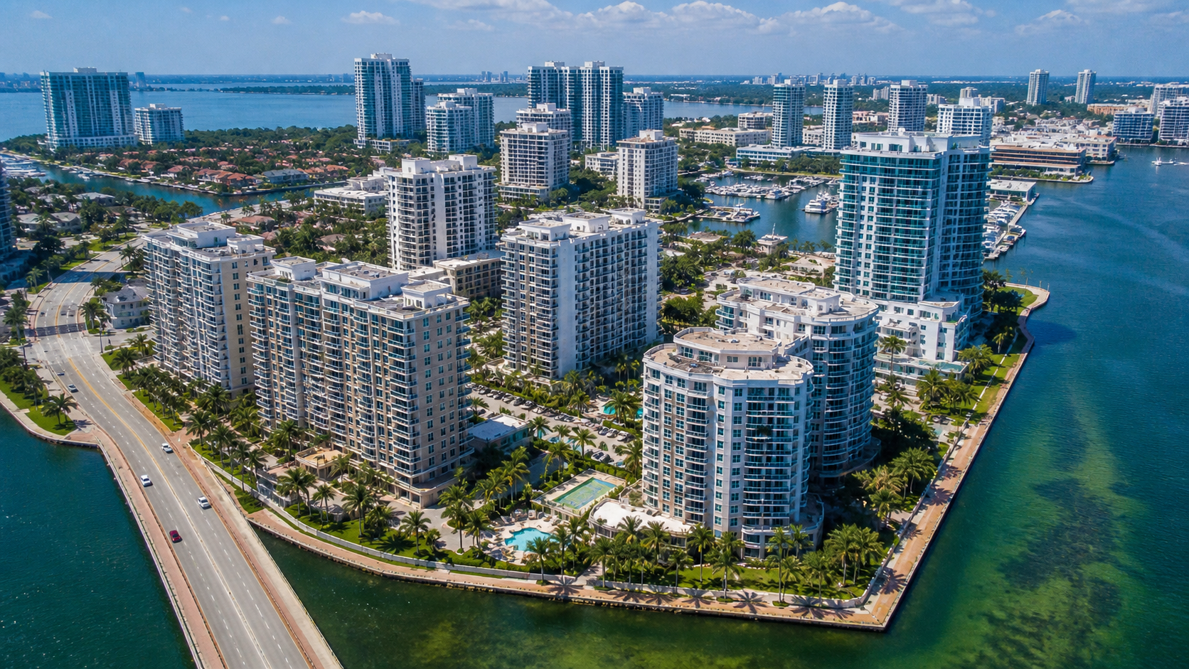 Aerial view of a condominium community